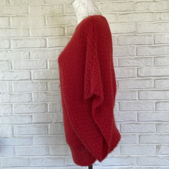 Wooden Ships Red Open Weave Dolman Batwing Sleeve Pullover - Picture 3 of 10
